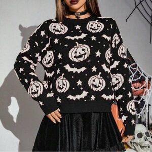 NEW Halloween Pumpkin Bat Sweater